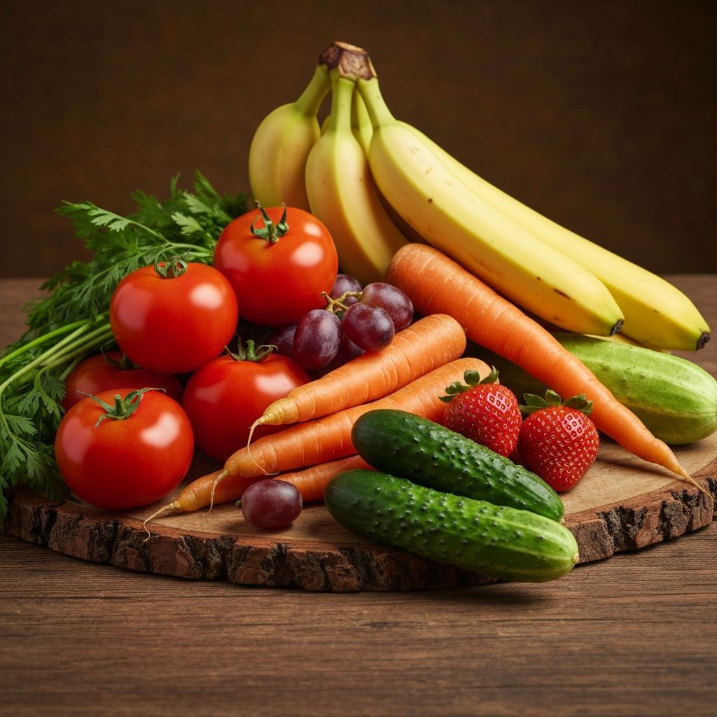 Свеже поврће и плодове на природној дрвеној подлози